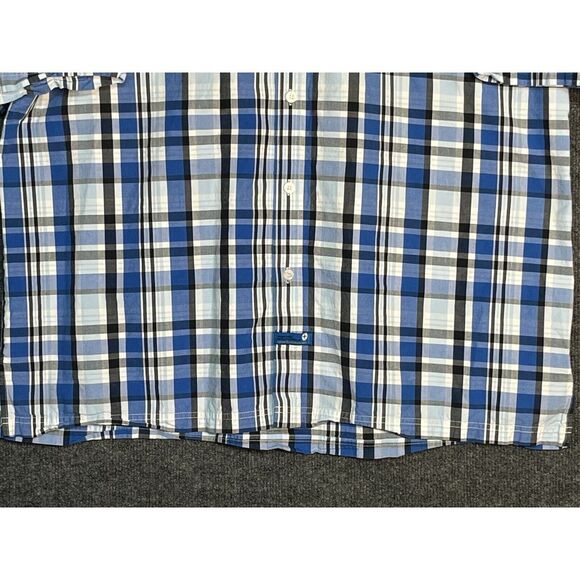 South Pole Hexagon Mens Shirt Button Up Short Sleeve Blue‎ Plaid 100% Cotton XL - Picture 3 of 10